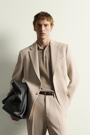 Zara SLIM FIT SUIT JACKET - Sand / Marl