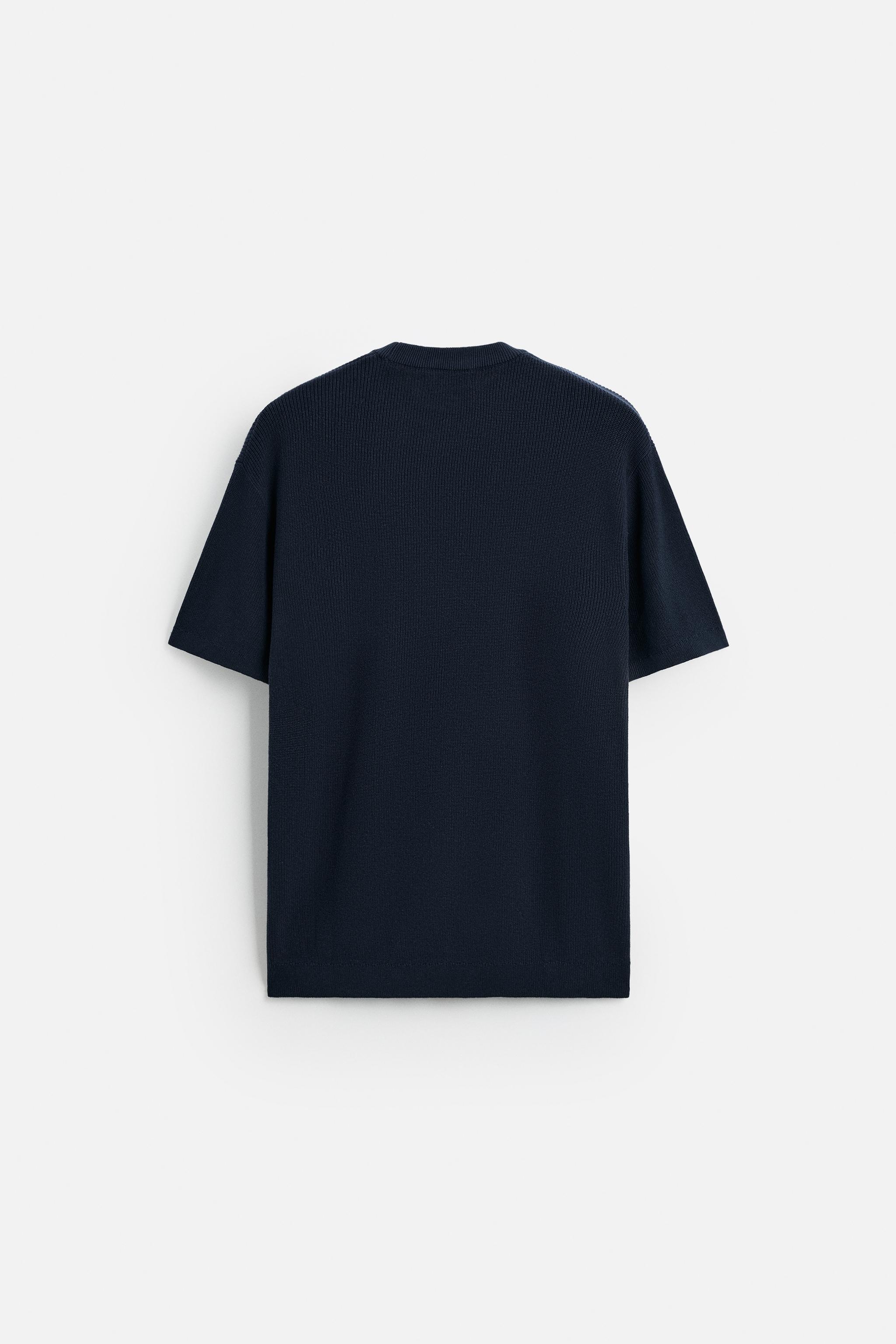 ★ドイツ発*ZARA*新作*パールニットTシャツ/BLACK★ テクスチャーニットTシャツ - ダークアンソラジット | ZARA