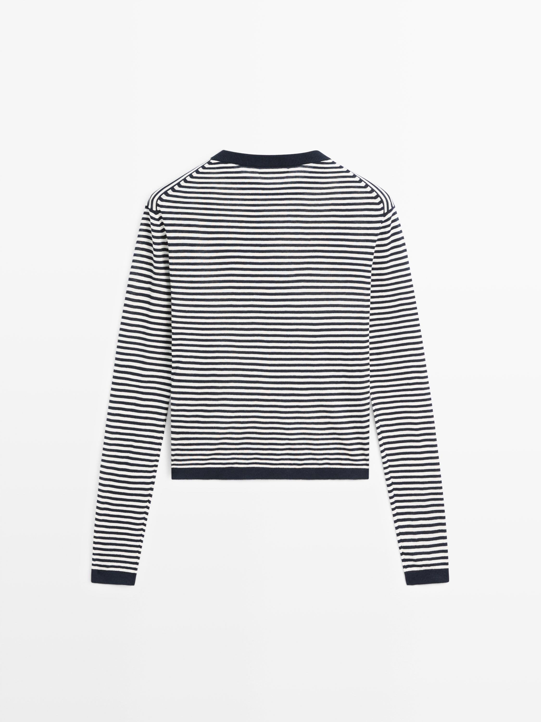 Pull en maille rayée coton et soie