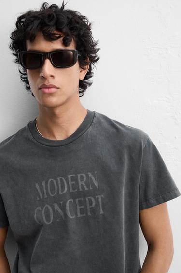 FADED PRINTED T-SHIRT - Anthracite grey by Zara