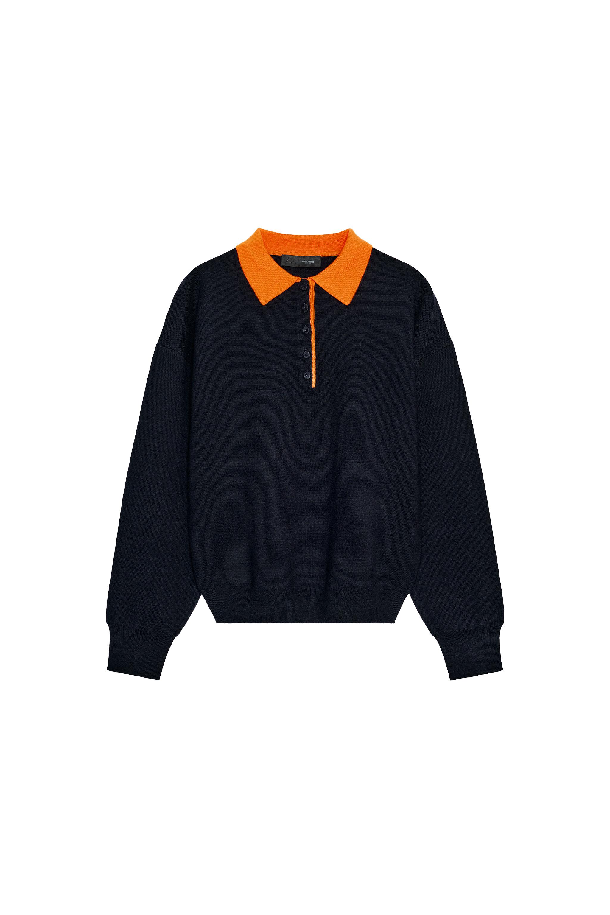 CONTRAST COLLAR KNIT POLO SHIRT