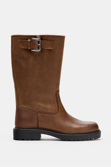 BOTA HEBILLA PIEL - Cuero de Zara - Imagen 0