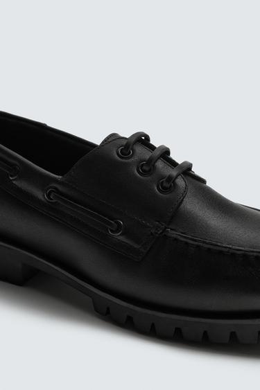 LEATHER DECK SHOES - Black by Zara - Image 5