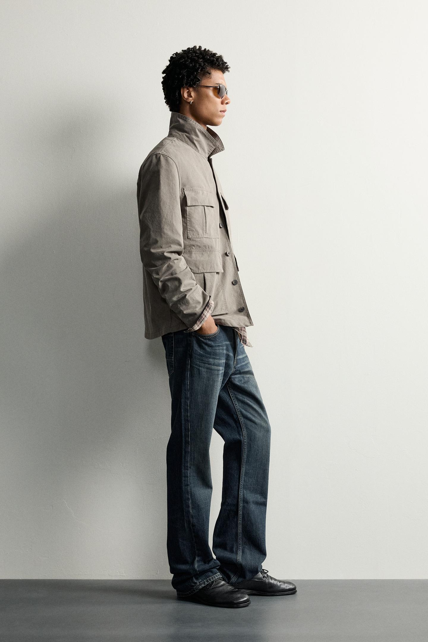 Мужская куртка Zara Relaxed Fit Utility Pocket, цвет: Норковый — фото 4