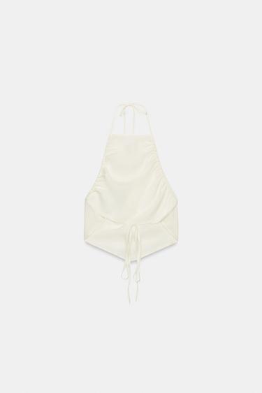 HALTER TOP WITH GATHERING - White by Zara - Image 4