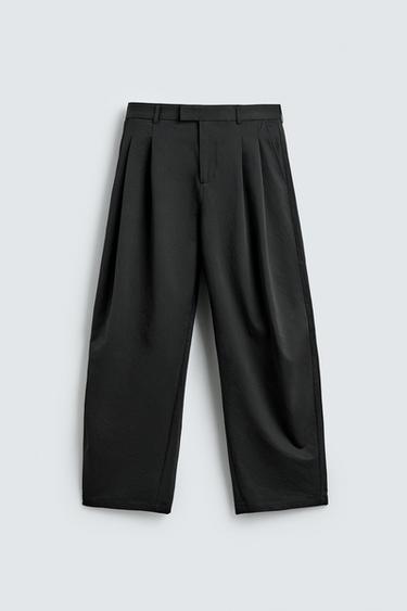 RELAXED FIT TROUSERS WITH IRREGULAR TEXTURE - Black by Zara