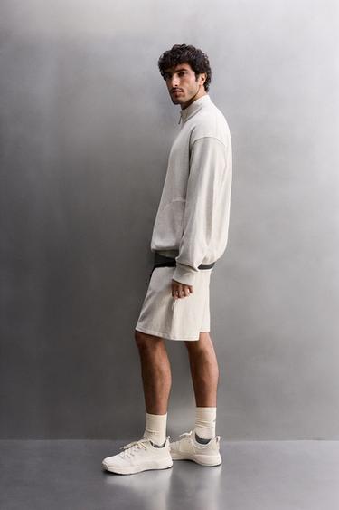 SWEAT COL ZIPPÉ POCHES - Gris chiné de Zara - Image 3