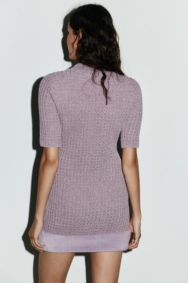 ROBE STRUCTURÉE EFFET FOURRURE - Violet de Zara - Image 2