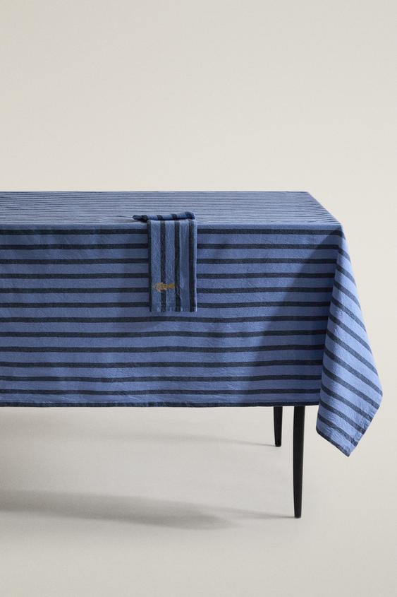 DYED THREAD STRIPED TABLECLOTH - Blue by Zara - Image 0