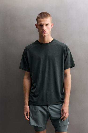TEXTURED TECHNICAL T-SHIRT - charcoal grey by Zara