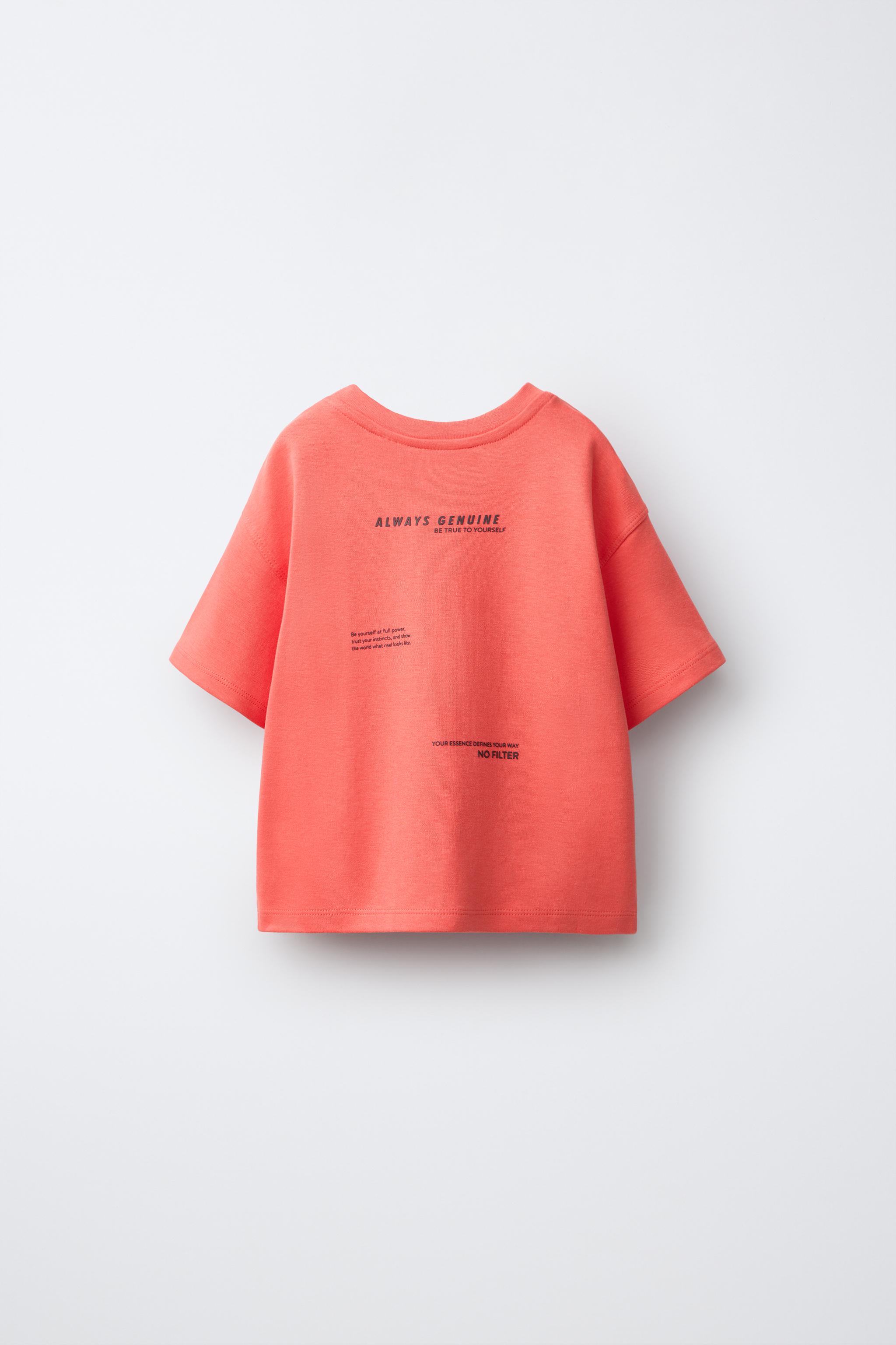 INTERLOCK PRINTED T-SHIRT — Coral pink
