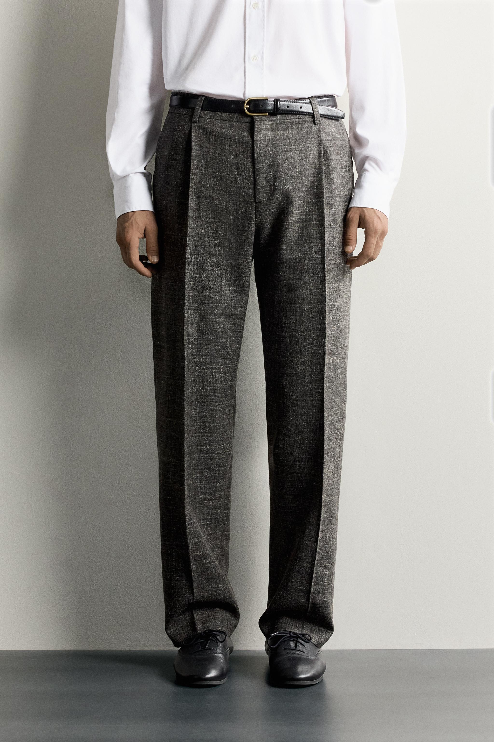 AARON LEVINE X ZARA WOOL-LINEN SUIT TROUSERS — Black