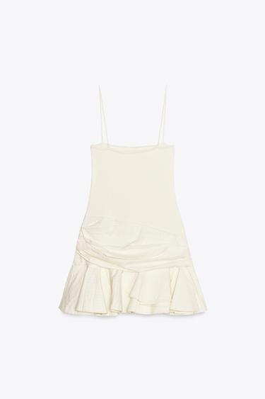 VOLUMINOUS COMBINED SHORT DRESS - Ecru by Zara - Image 5