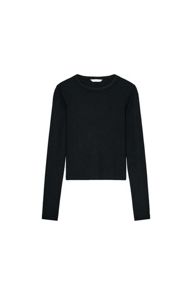 LONG SLEEVE T-SHIRT - Black by Zara