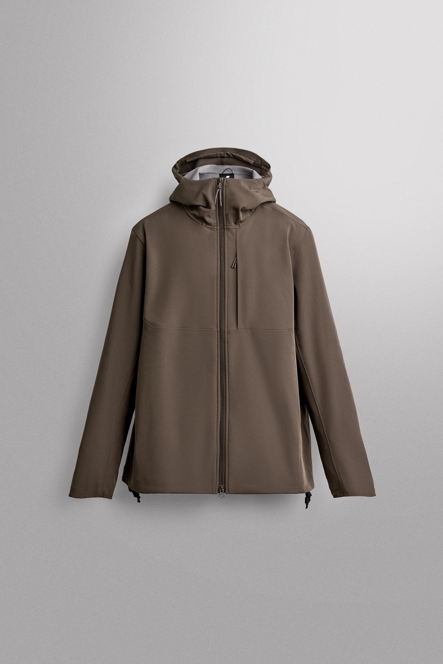 Мужская куртка Zara Combined Water-Repellent Technical, цвет: Тёмный коричневый — фото 1