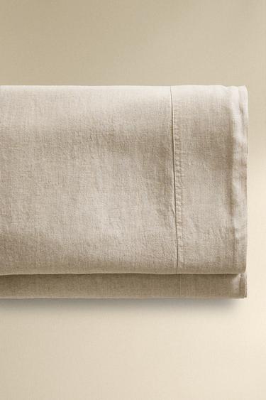 Zara LINEN FLAT SHEET - Light beige