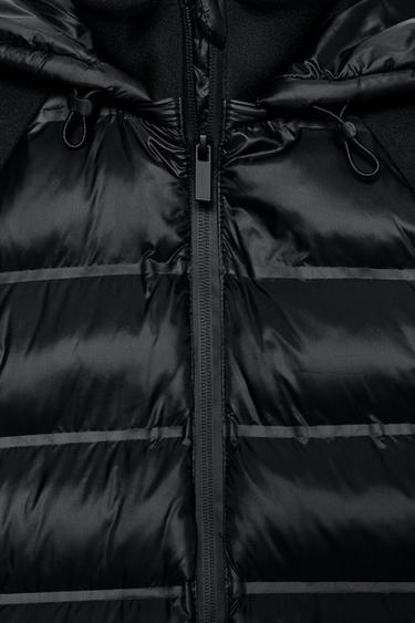 VESTE MATELASSÉE BIMATIÈRE À CAPUCHE AMOVIBLE - Noir de Zara - Image 9