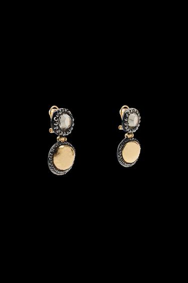 Zara SPARKLY JEWEL EARRINGS - Gold / Silver