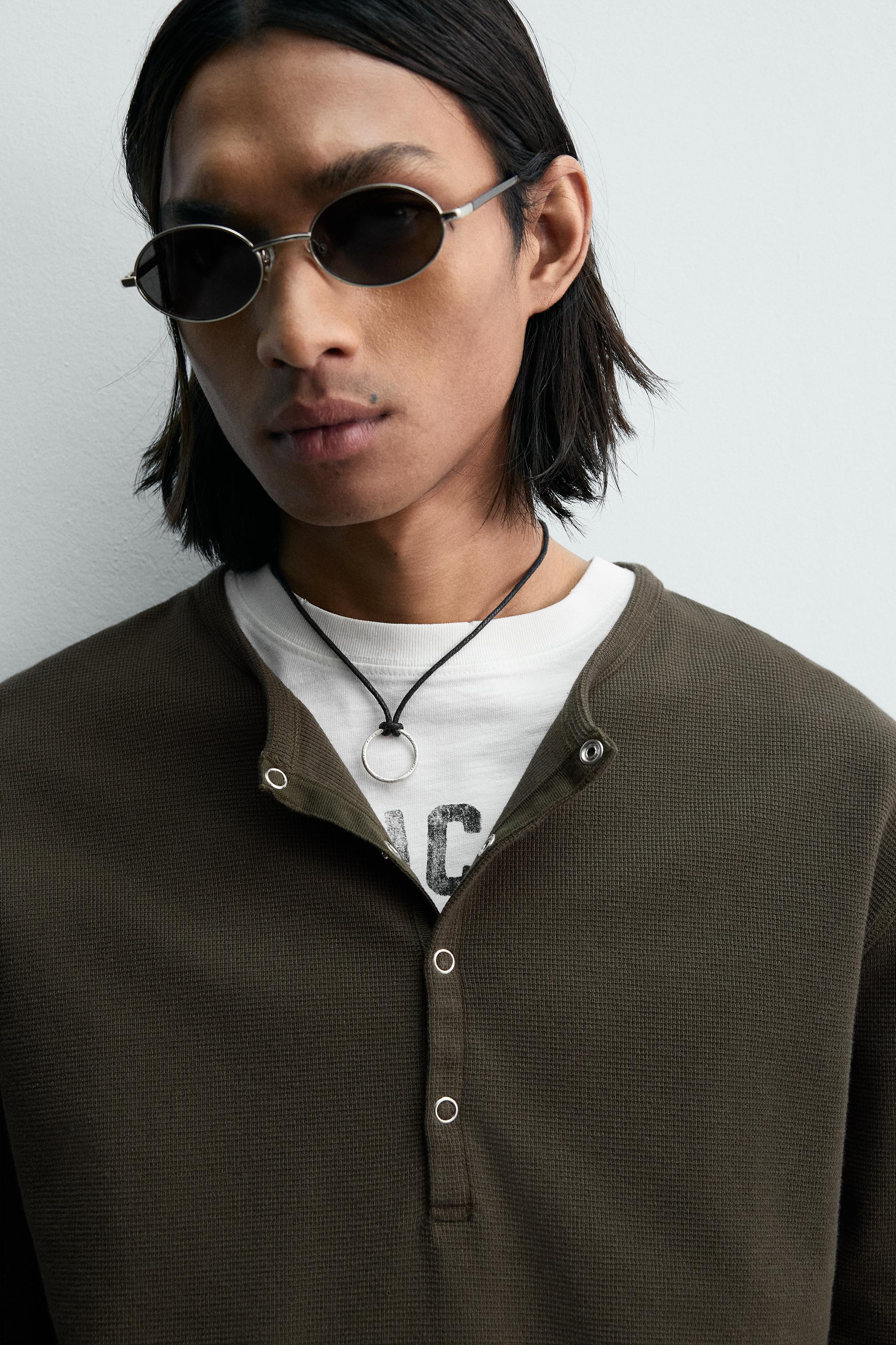 WAFFLE KNIT HENLEY SHIRT