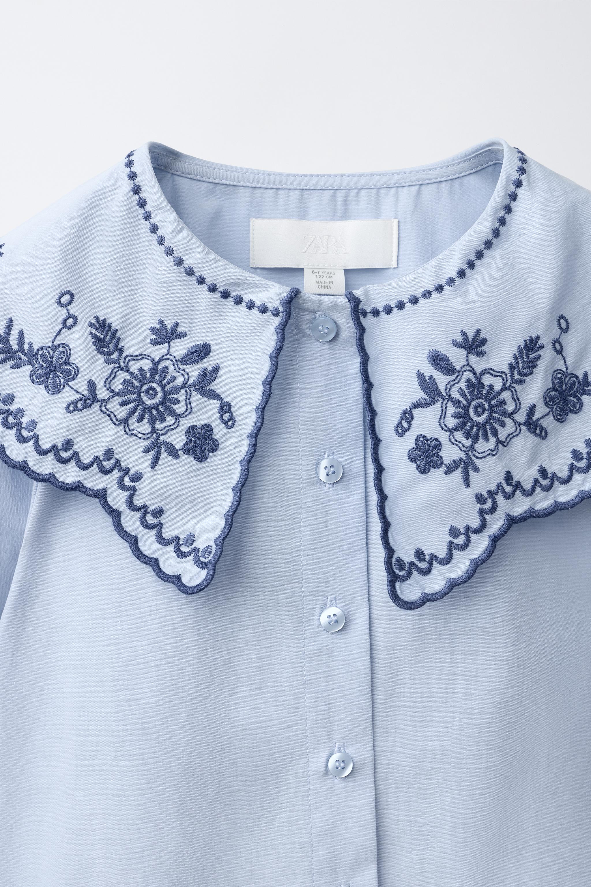 EMBROIDERED PETER PAN COLLAR SHIRT