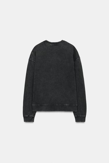 SWEAT DÉLAVÉ À INSCRIPTION - Gris anthracite de Zara - Image 5