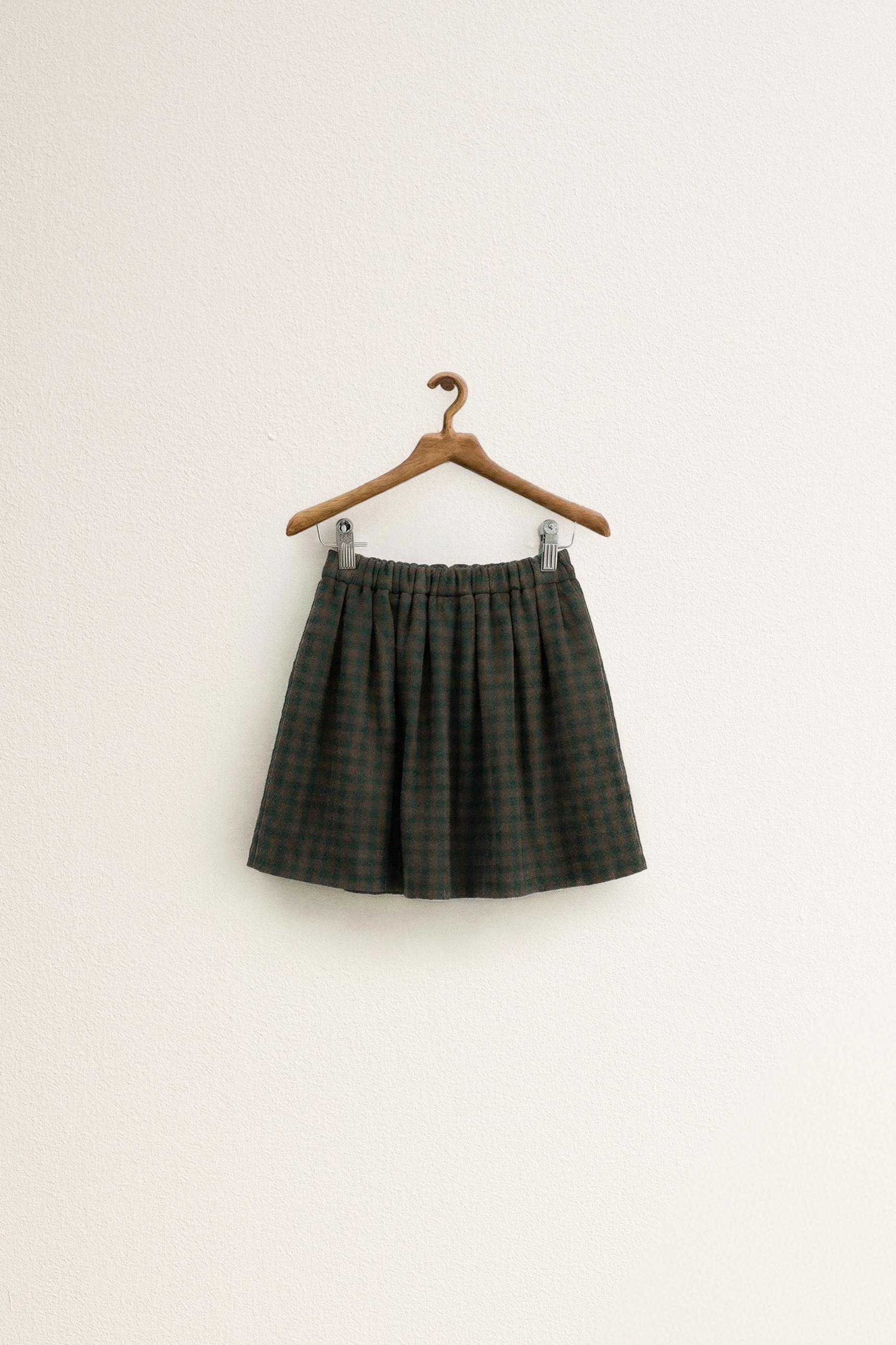 ZARA TIMELESS - WOOL BLEND CHECK SKIRT — Khaki