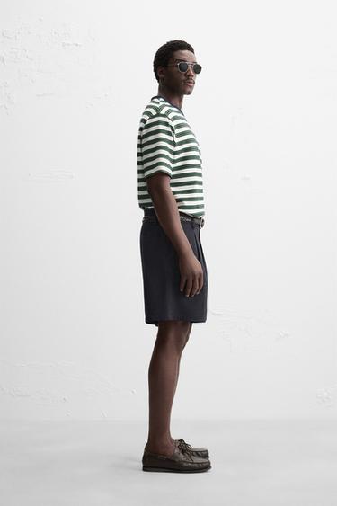 T-SHIRT JACQUARD RAYURES - Vert / Écru de Zara - Image 3