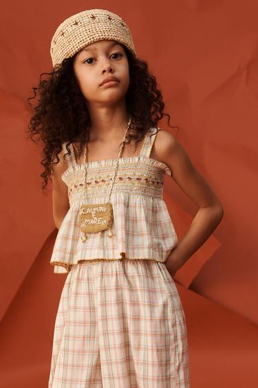 LIMITED EDITION FLORAL EMBROIDERED CHECK TOP - Multicoloured by Zara