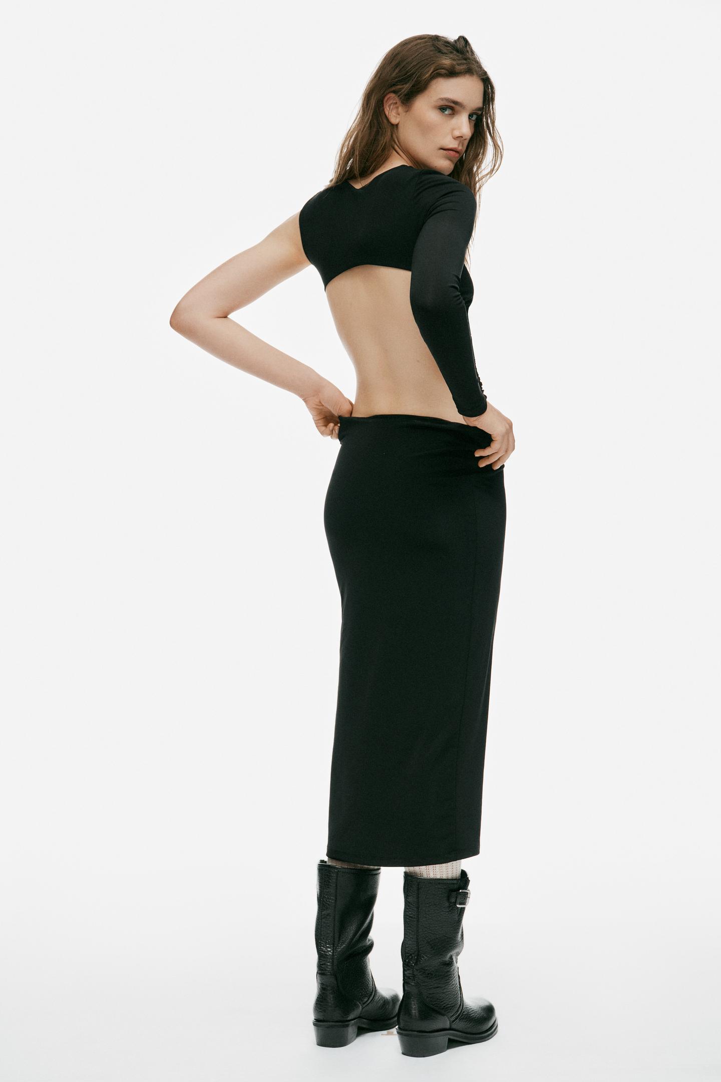 Женское платье Zara Asymmetric Slit Maxi, цвет: Чёрный — фото 5