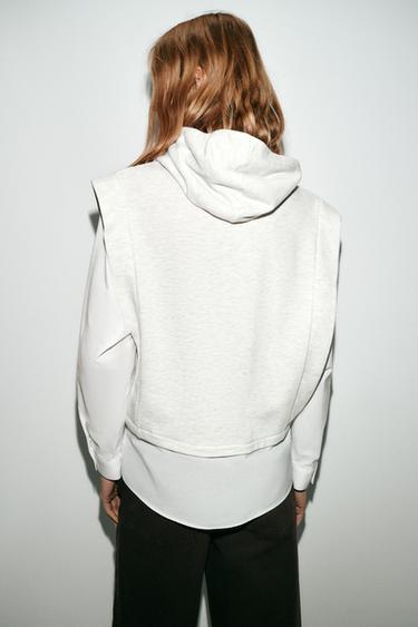 CHEMISE BIMATIÈRE ET SWEAT À CAPUCHE - Blanc / Gris de Zara - Image 3