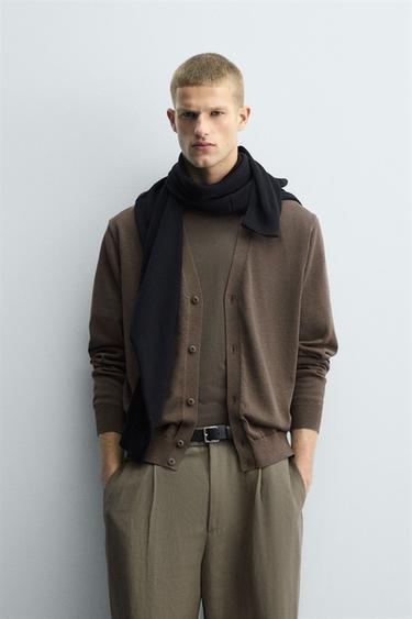 CARDIGAN MED STRUKTUR - mink fra Zara