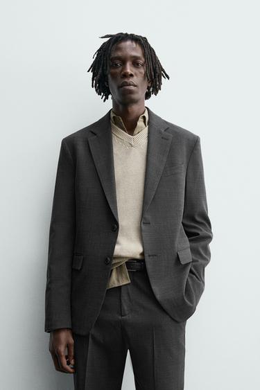 Zara WOOL SUIT BLAZER - Black