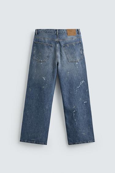 BAGGY FIT JEANS WITH PAINT SPLATTER - Mid-blue by Zara - Image 7