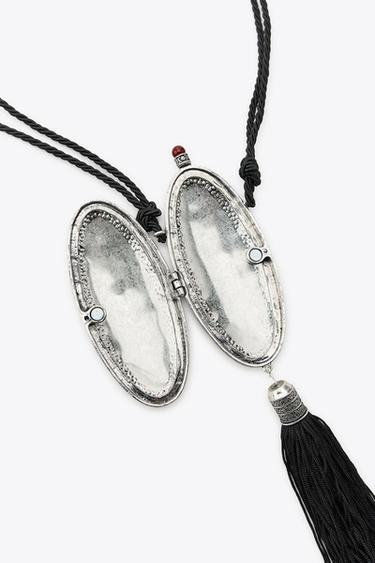 STONE LOCKET CORD NECKLACE - Silver by Zara - Image 3