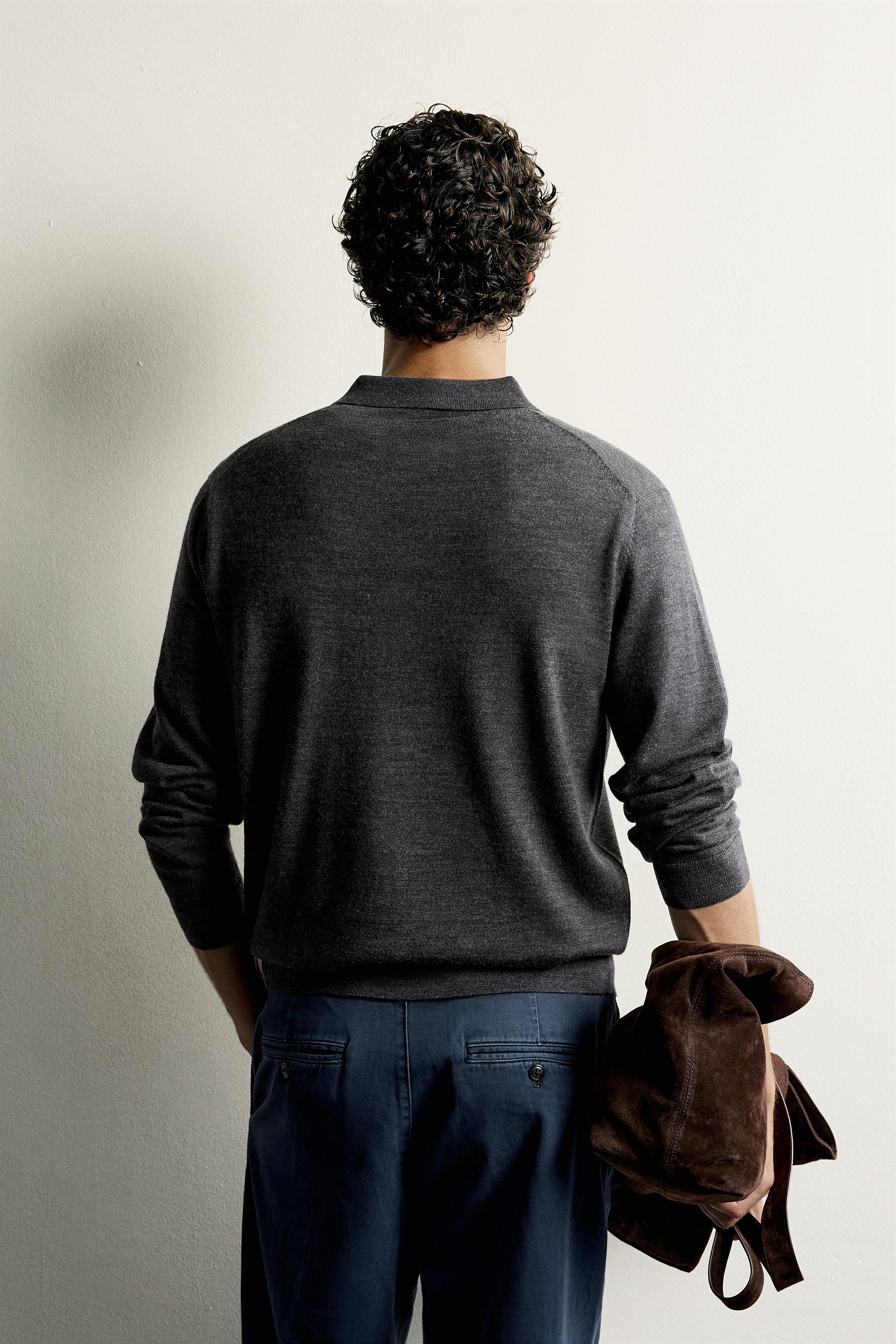 100% WOOL REGULAR FIT KNIT POLO