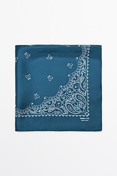 Zara Paisley print scarf - Mid-blue