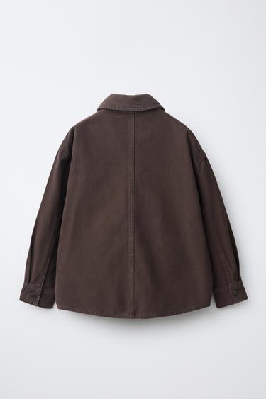 CORNUROY COLLAR OVERSHIRT — Chocolate brown 2