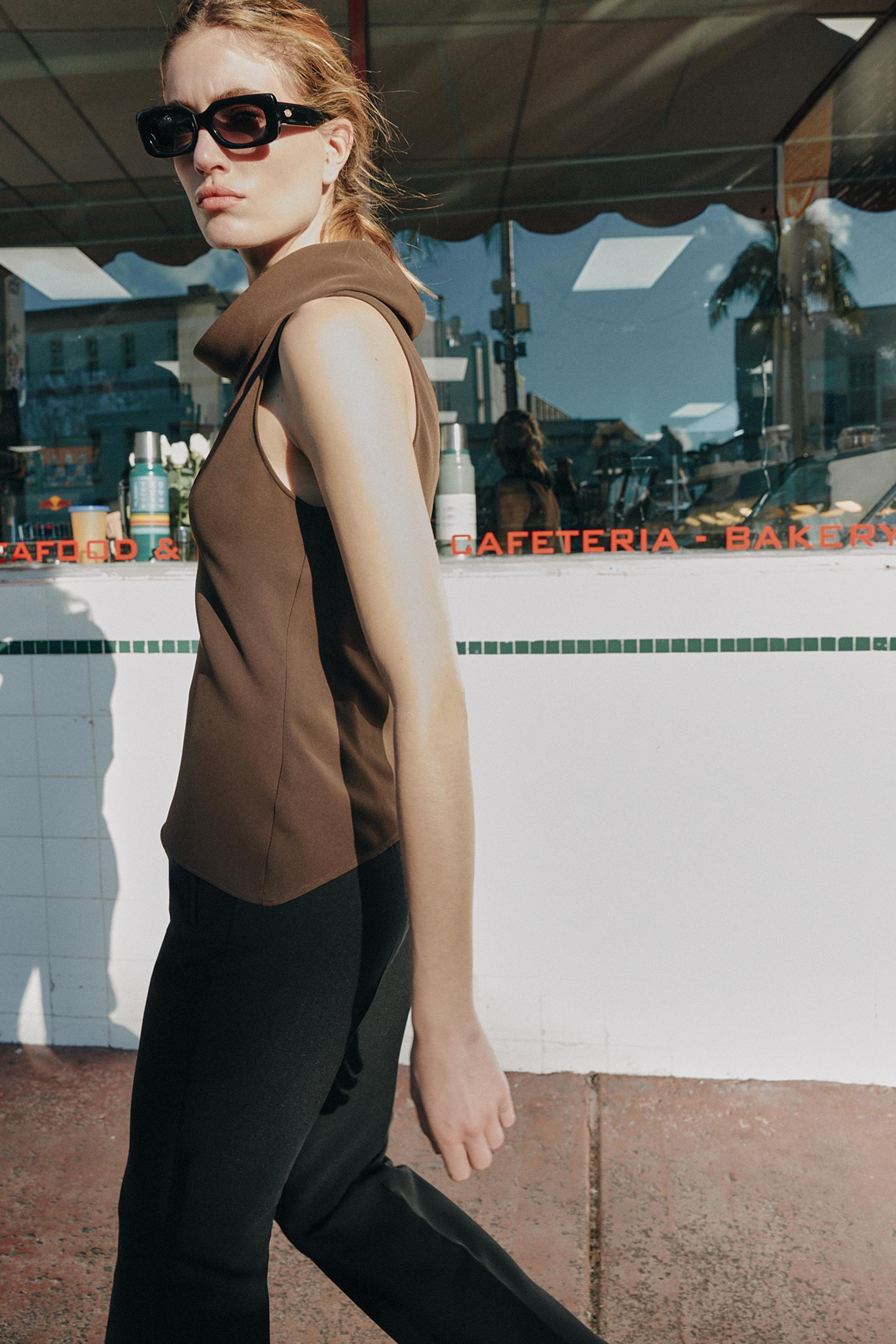 ASYMMETRIC HEM TOP - Brown | ZARA United States