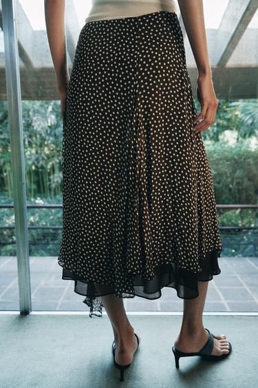 JUPE ASYMÉTRIQUE À POIS ZW COLLECTION - Marron de Zara - Image 2