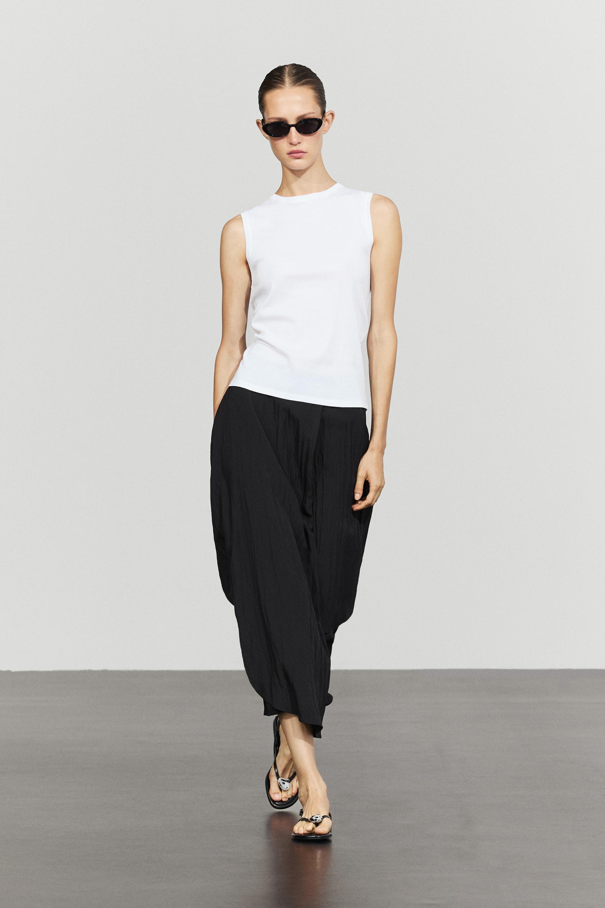 Flowing asymmetrical panel midi skirt — Black