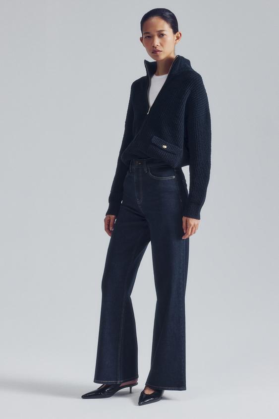 JEANS ZW COLLECTION COMFORT WIDE LEG TIRO ALTO - Azul de Zara - Imaxe 0