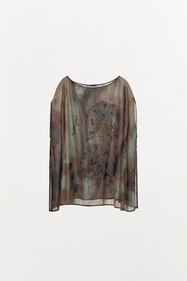 PRINTED BEADED TOP - Multicoloured by Zara - Image 3