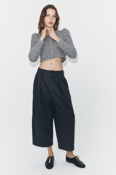 Zara BALLOON PLEATED PANTS - Dark gray