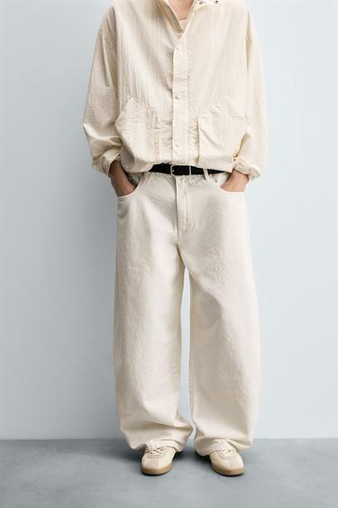 BALLOON FIT JEANS - Oyster-white by Zara