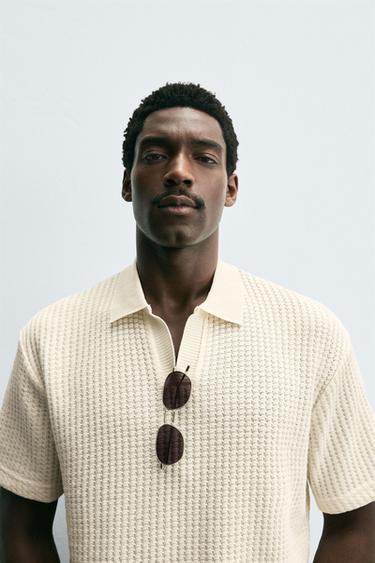 POLO STRUCTURÉ - Blanc cassé de Zara - Image 4