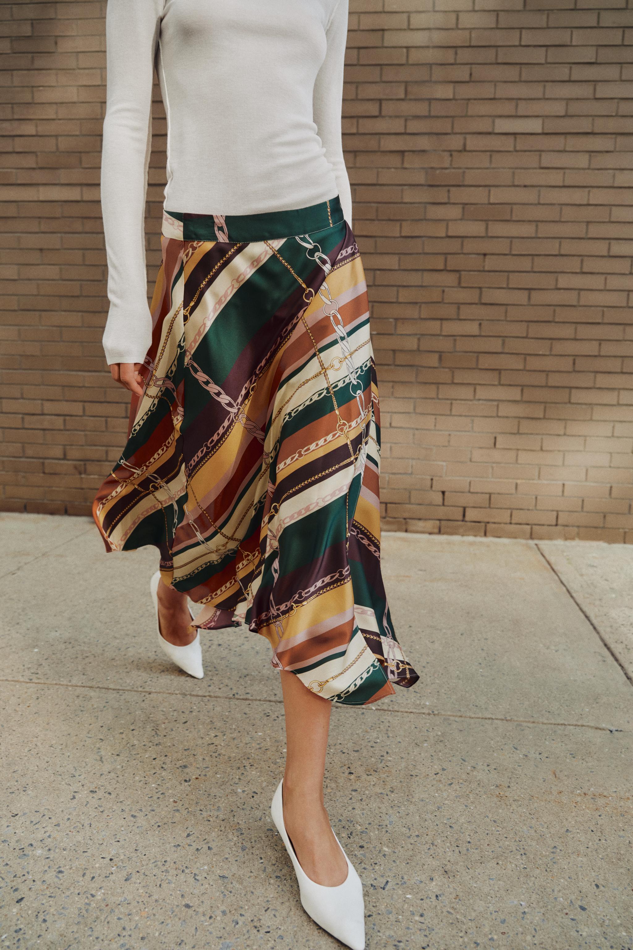 PRINTED ASYMMETRIC SKIRT - thumbnail 2