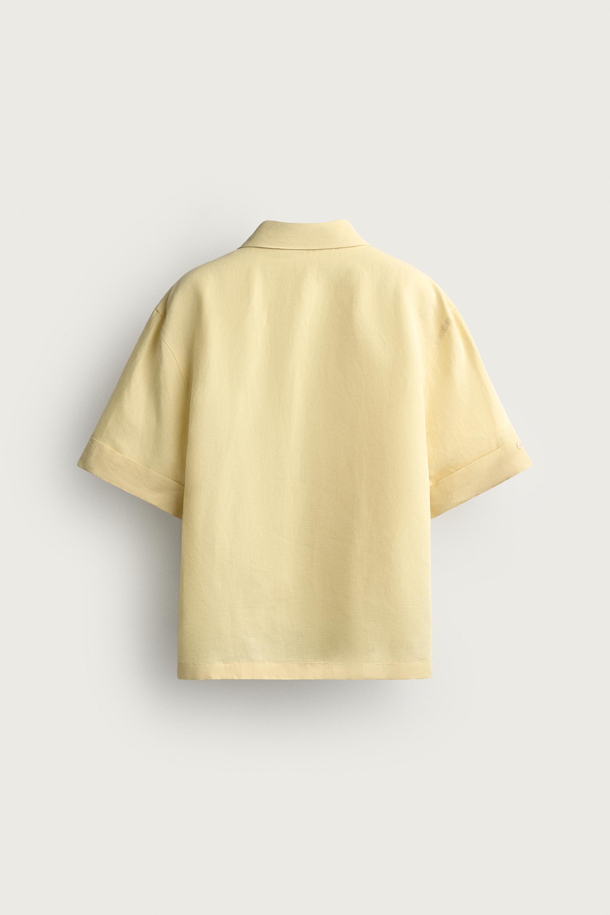 Мужские рубашки Zara COTTON - LINEN POLO SHIRT — фото 9