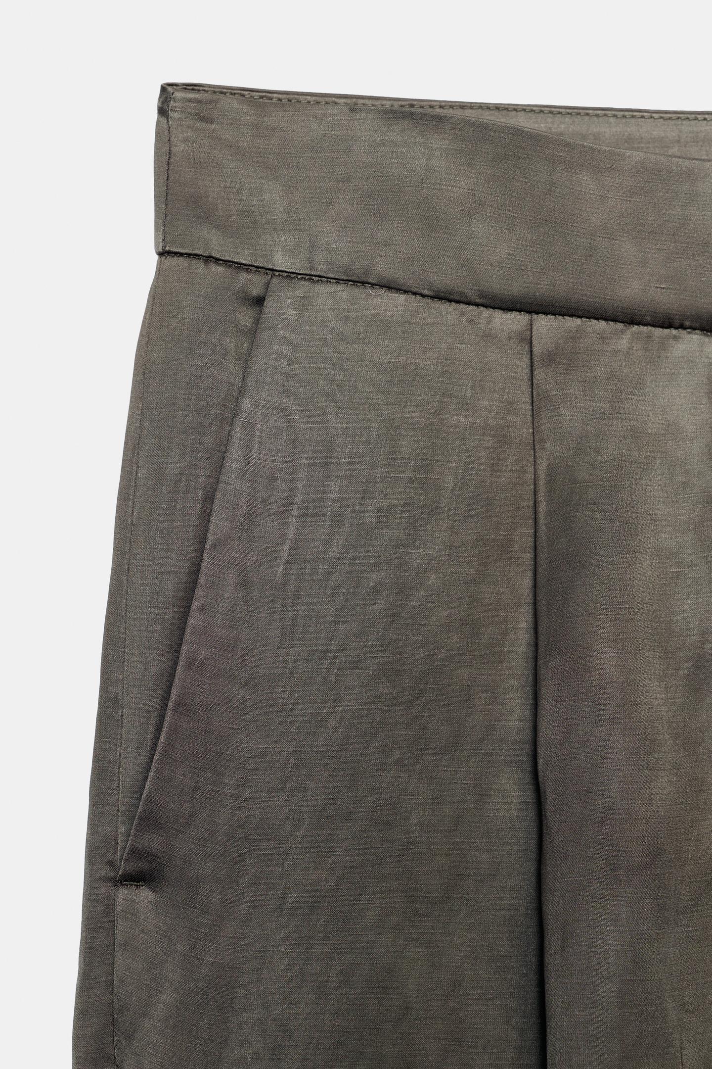 Женские брюки Zara ZW Collection Satin Wide-Leg, цвет: Серый — фото 10