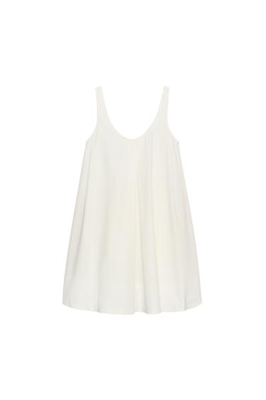 Zara MINI POPLIN DRESS - Oyster-white
