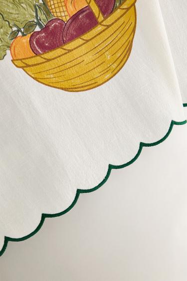 CONTRAST BLONDE LACE AND COTTON TEA TOWEL - Green by Zara - Image 2